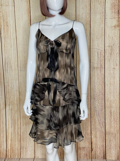 Ostrich Feather Jewel Embellished Cocktail Dress